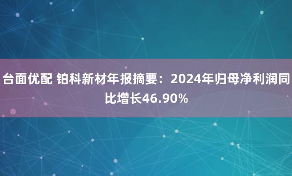 台面优配 铂科新材年报摘要：2024年归母净利润同比增长46.90%
